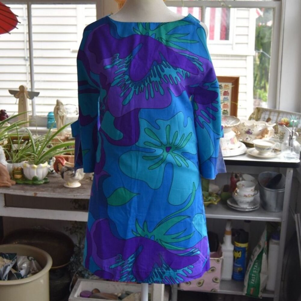 Fancy That Hawaii Psychadelic Mod Mini Dress NOS Talon Zipper XS